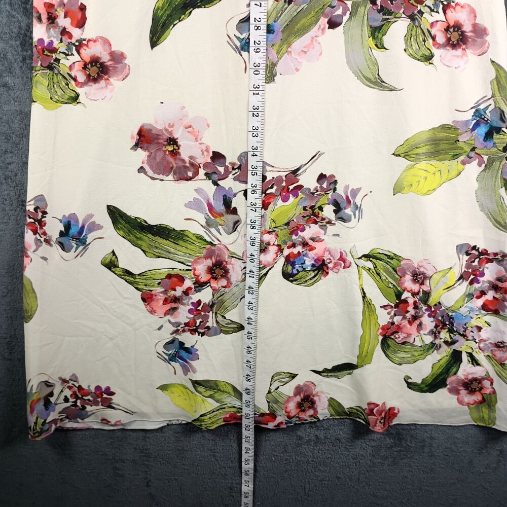 Eclipse Maxi Dress Size Medium Ivory Floral Ruffle Sleeve Sheath A Line Chiffon - Picture 6 of 7